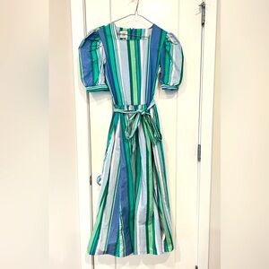 Laura Ashely Vintage 1993 Nautical Seaside Regatta Nantucket Party Dress EUC